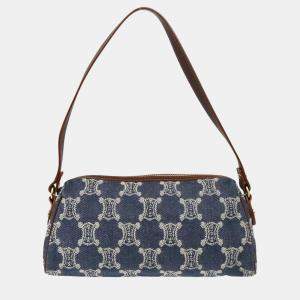Pre Owned Celine Blue Denim Macadam Handbag