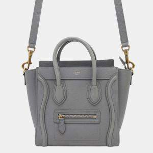 Celine Luggage Shopper Gray Leather Size Nano