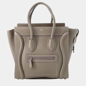 Celine Luggage Shopper Greige Leather Size Micro