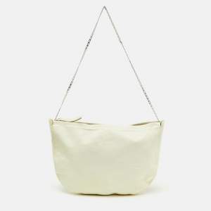 Celine White Leather Croissant Shoulder Bag