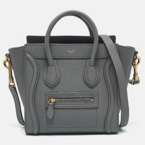 Celine Grey Leather Nano Luggage Tote