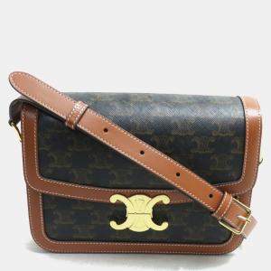 Celine Brown Canvas Classic Triomphe Shoulder Bag