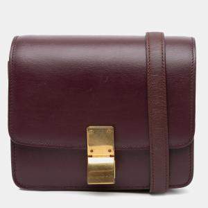 Celine Bordeaux Calfskin Classic Box Small Bag
