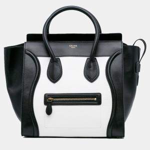 Celine Black/White Mini Bicolor Calfskin Luggage Tote