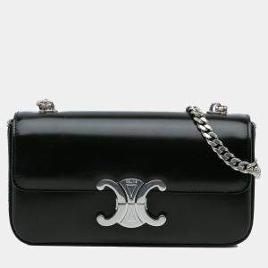 Celine Black Shiny Calfskin Claude Chain Shoulder Bag
