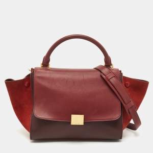 Celine Tricolor Leather and Suede Small Trapeze Top Handle Bag