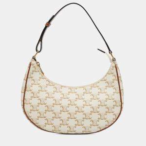 Celine Brown Triomphe Coated Canvas Ava Shoulder Bag