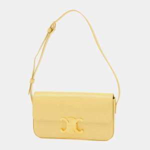 Celine Beige Calfskin Triomphe Claude Shoulder Bag 