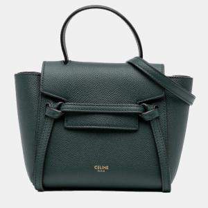 Celine Green Pico Grained Calfskin Belt Bag