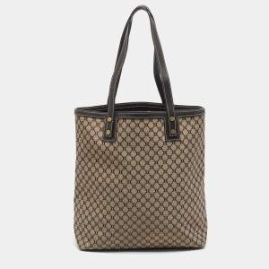Celine Brown/Beige Macadam Canvas and Leather Tote