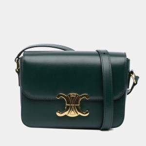 Celine Green Teen Shiny Calfskin Triomphe Crossbody