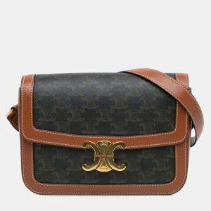 Celine Brown Classique Coated Canvas Triomphe Crossbody