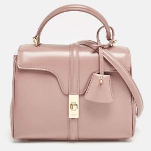 Celine Dusty Pink Leather Small 16 Top Handle Bag