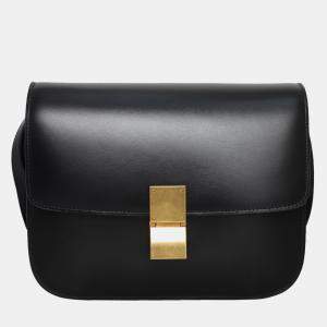 Celine Black Leather Classic Medium Box Bag