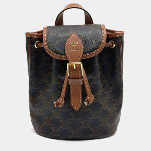 Celine Black Brown Coated Canvas Polco mini backpack