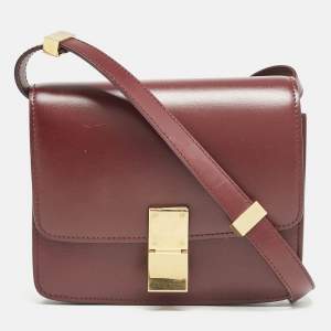 Celine Burgundy Leather Small Classic Box Flap Bag