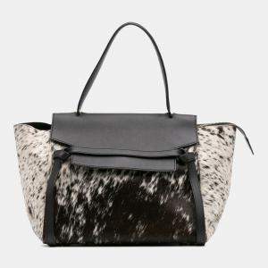 Celine Black White Limited Edition Mini Pony Hair and Calfskin Belt Bag