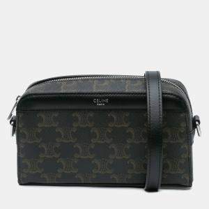 Celine Brown Coated Canvas Mini Triomphe Camera Bag