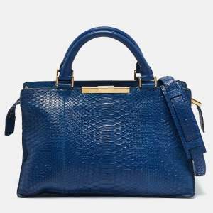 Celine Blue Python Frame Satchel