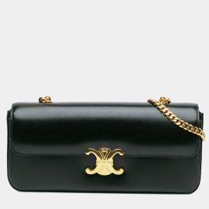Celine Black Triomphe Calfskin Cuir Chain Shoulder Bag