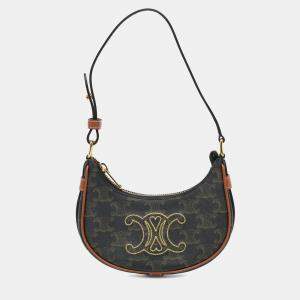 Celine Brown Mini Triomphe Coated Canvas Ava Shoulder Bag