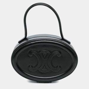 Celine Black Calfskin Cuir Triomphe Oval Handbag