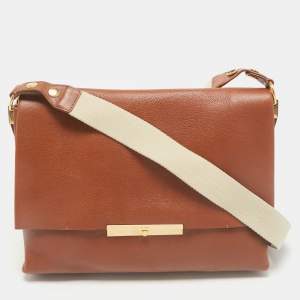 Celine Brown Leather Blade Flap Shoulder Bag