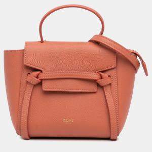 Celine Orange Pico Grained Calfskin Belt Bag