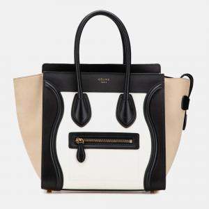 Celine Tricolor Leather Luggage Mini  Tote