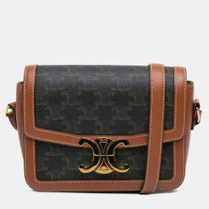 Celine Brown Teen Coated Canvas Triomphe Crossbody