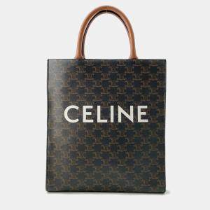 Celine Triomphe Vertical Hippo Tan Pvc Coated Canvas Leather Size Small