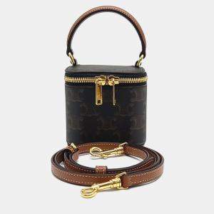 Celine Black Brown Canvas and Leather Triumph Mini Vanity Case