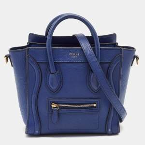 Celine Blue Leather Nano Luggage Tote
