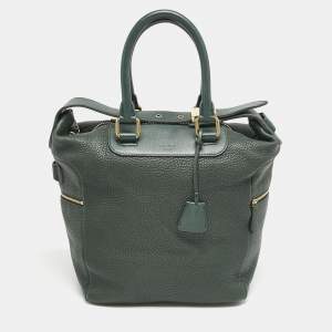 Pre Owned Celine Green Leather Convertible Tote