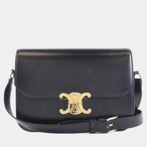 Celine Black Leather Classic Triomphe Shoulder Bag