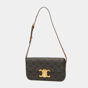 Celine Brown Canvas Triumph Shoulder Bag 