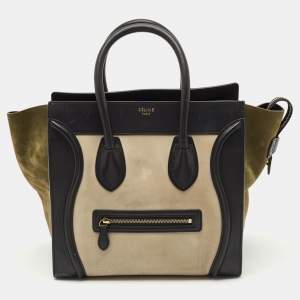 Celine Multicolor Leather and Suede Mini Luggage Tote