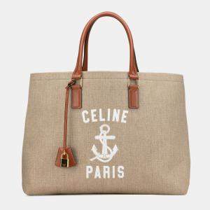 Celine Beige Paris Horizontal Cabas Tote