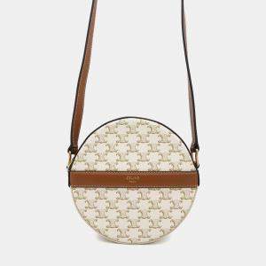 Celine White PVC Leather Triomphe Shoulder Bag
