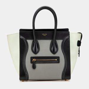 Celine Grey Micro Tricolor Leather Luggage Tote