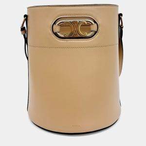 Celine Beige Leather Maillon Triophee Bucket Bag