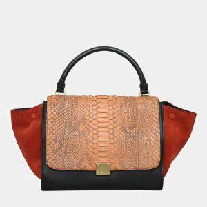 Celine Multicolor Python Trapeze Tote Bag