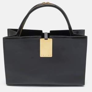 Celine Dark Brown Leather Zip Detail Tote