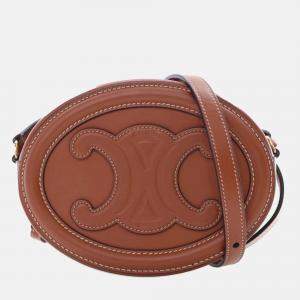 Celine Brown Small Calfskin Cuir Triomphe Oval Crossbody