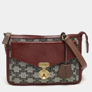 Celine Red/Grey Macadam Canvas Envelope Chain Clutch