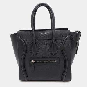 Celine Luggage Shopper Black Leather Size Micro