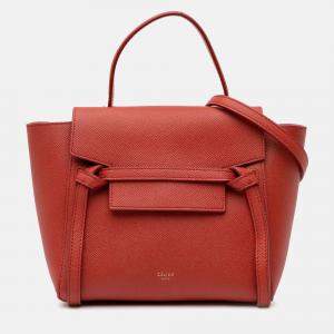 Celine Red Nano Grained Calfskin Belt Bag