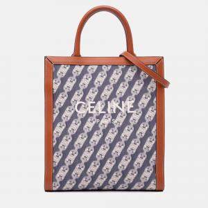 Celine Blue Small Canvas Triomphe Maillon Vertical Cabas Satchel