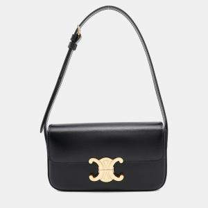 Celine Triomphe One Black Leather Shoulder Bag