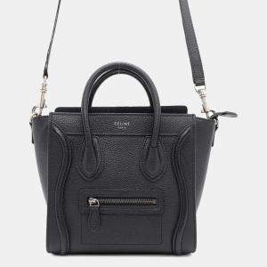 Celine Black Leather Nano Luggage Shopper Tote